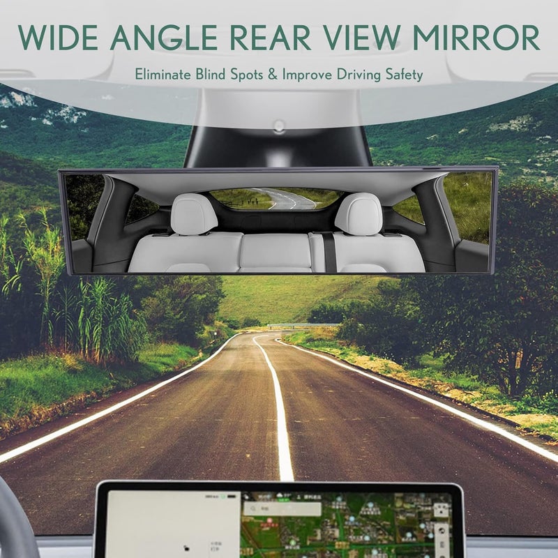 TRANSWARPS Universal Clip-On Rearview Mirror, 12"x3" Flat Wide-Angle Interior Mirror, Anti-Glare, Clear HD View, Fits Most Cars, SUVs, Trucks – Not Panoramic - Image 3